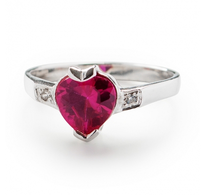 RED HEART Silver Ring