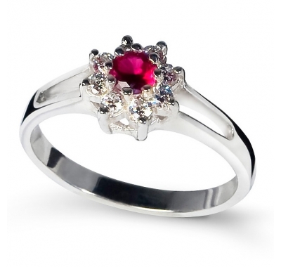 RED ZINNIA Silver Ring