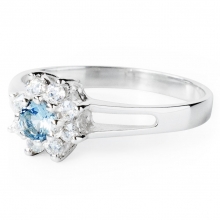 AQUAMARINE ZINNIA Silver Ring