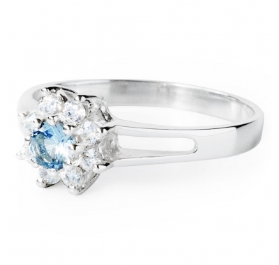 AQUAMARINE ZINNIA Silver Ring