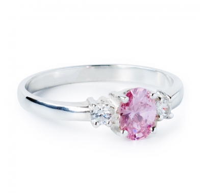 Sterling Silver Ring with Pink and White Cubic Zirconia - Harry Fay ...