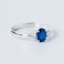 BLUE CLEO Sterling Silver Ring with Blue Sapphire and White Cubic Zirconia