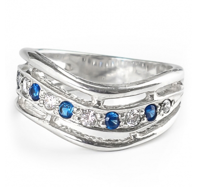 BLUE TWIST Silver Ring