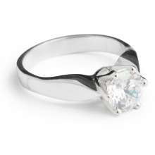 WHITE MILA Sterling Silver Ring with 8mm Cubic Zirconia