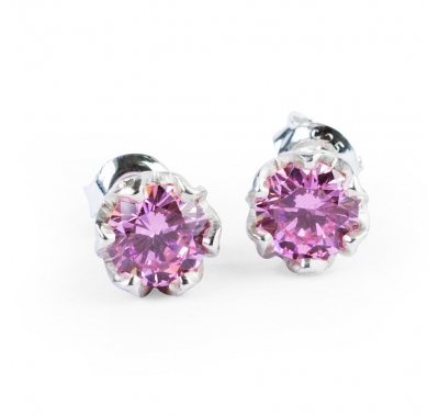 PINK ESME Mini Silver Stud Earrings