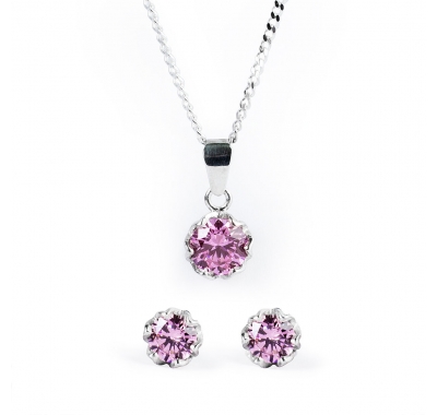 Pink Esme Earrings and Necklace Set