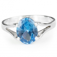 AQUAMARINE ALVA Sterling Silver Solitaire Ring with Aquamarine