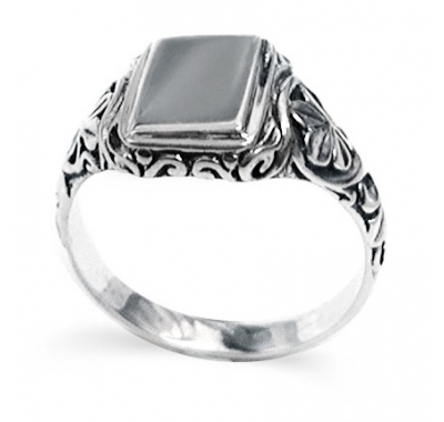 CONKER LEAF Silver Signet Ring