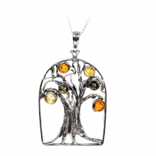 OAK TREE Bold Baltic Amber Silver Pendant