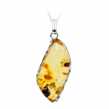 AMARILLO Statement Silver Amber Pendant Necklace