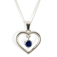 LEAH Silver Heart Necklace with Sapphire