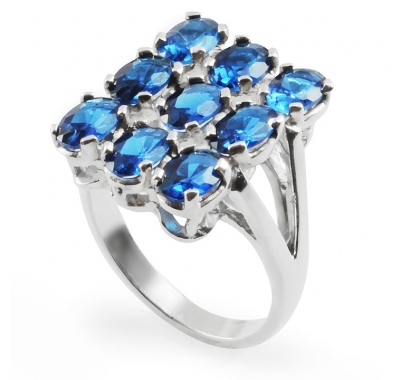 BLUE LILY Silver Statement Ring