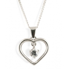 LEAH Silver Heart CZ Pendant