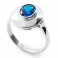 PETRONIA Vintage Inspired Sterling Silver Ring with Sapphire