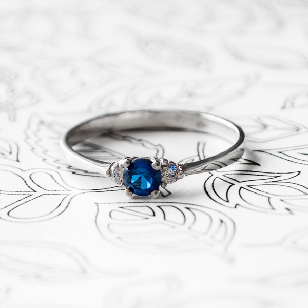 Jane Sterling Silver Ring with Sapphire and cubic zirconia stones