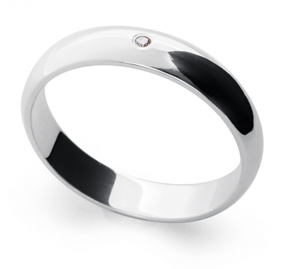 AVENIR Single Diamond Silver 4.5mm Band Ring