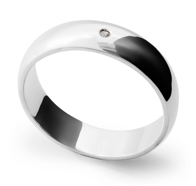 AVENIR Single Diamond Wide Silver 5.5mm Band Ring