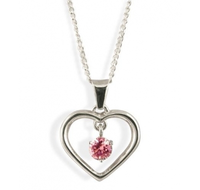 LEAH Silver Heart with Ruby Pendant