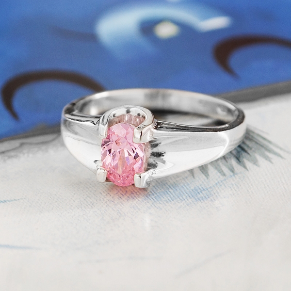 Sterling Silver Ring with Pink Cubic Zirconia This gorgeous ring comes ...