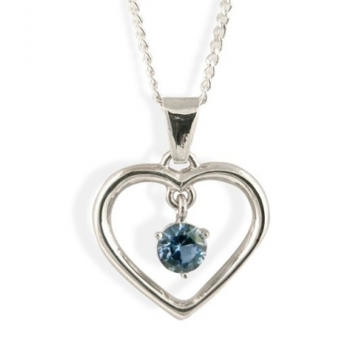 LEAH Heart Pendant with Aquamarine