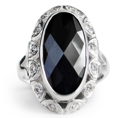 BLACK DOLLY Silver Cocktail Ring