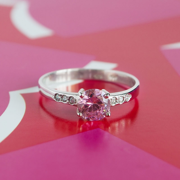 GEORGETTE Pink CZ Silver Ring