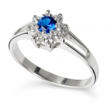 BLUE ZINNIA Silver Ring with Sapphire