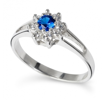 BLUE ZINNIA Silver Ring with Sapphire