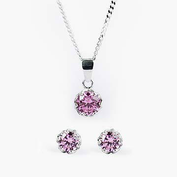 Pink Esme Earrings and Necklace Set