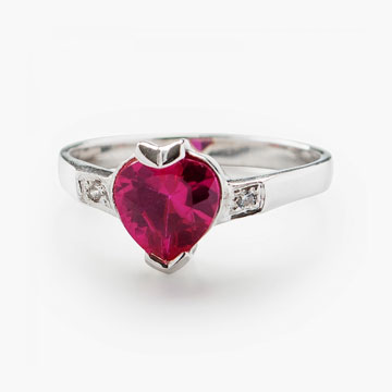RED HEART Silver Ring
