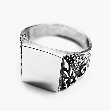 Hilt Sterling Silver Men's Ring with Black Oxidised Finish