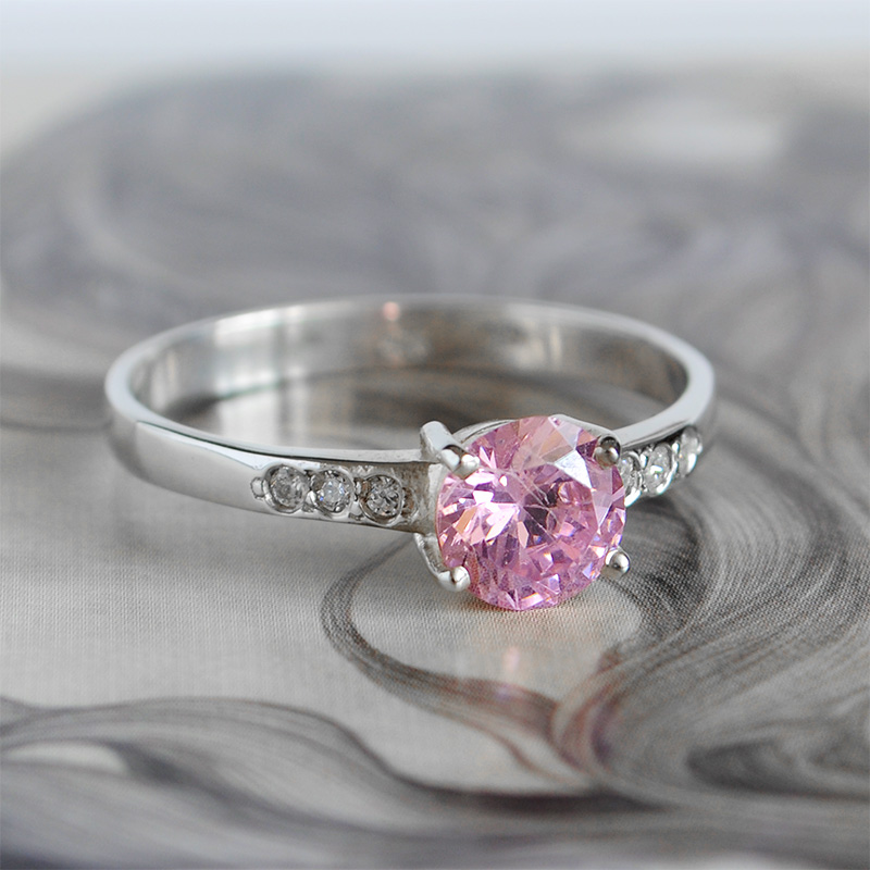 GEORGETTE Pink CZ Silver Ring